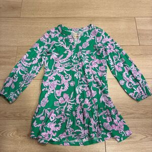 Lilly Pulitzer Girls Mini Alyssa Cotton Dress Green Pink Size M/6-7